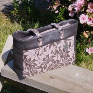 Sac en velours feuilles, rose poudré et uni marron