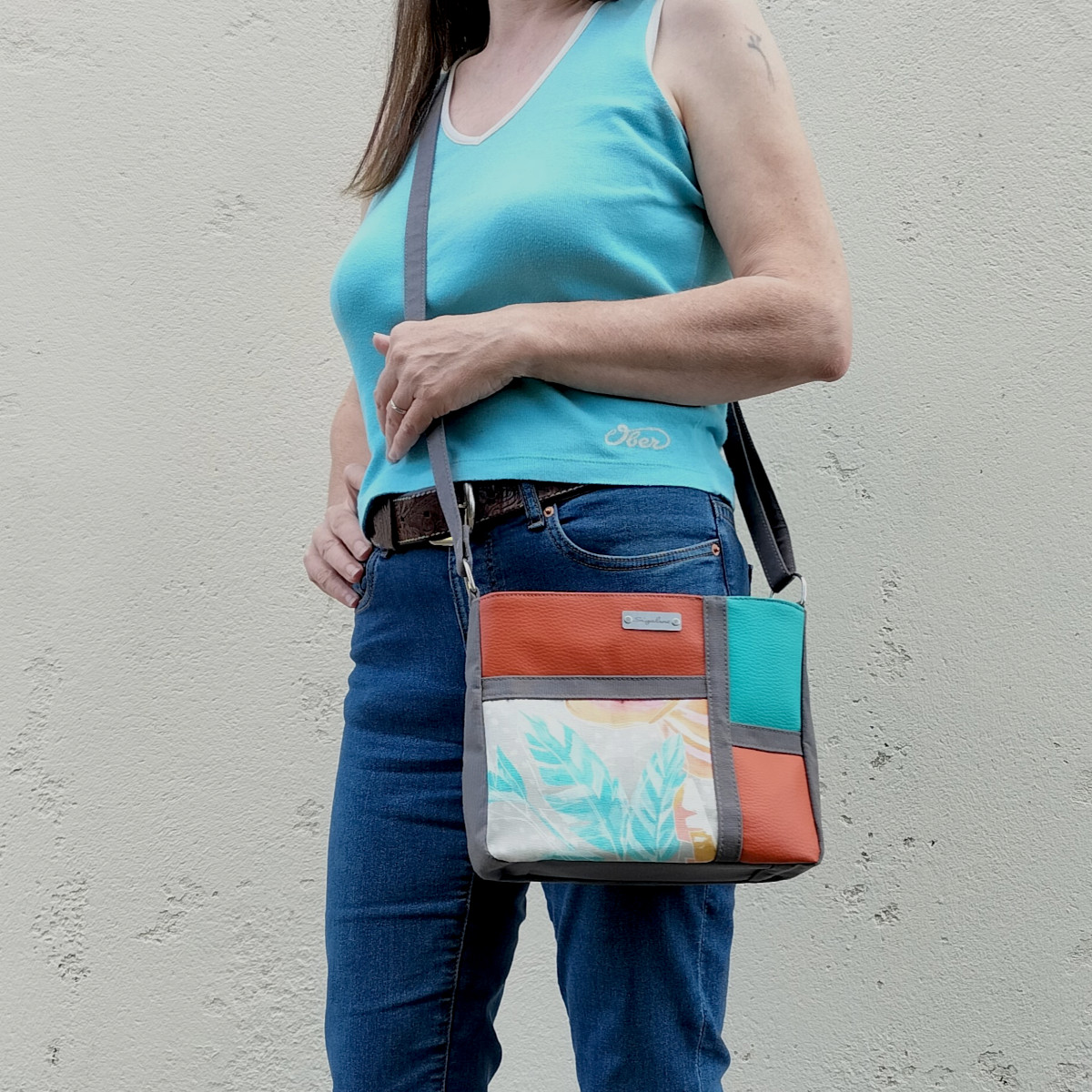 sigalane-sac-Domi-feuille-avec-uni-rouiile-et-turquoise