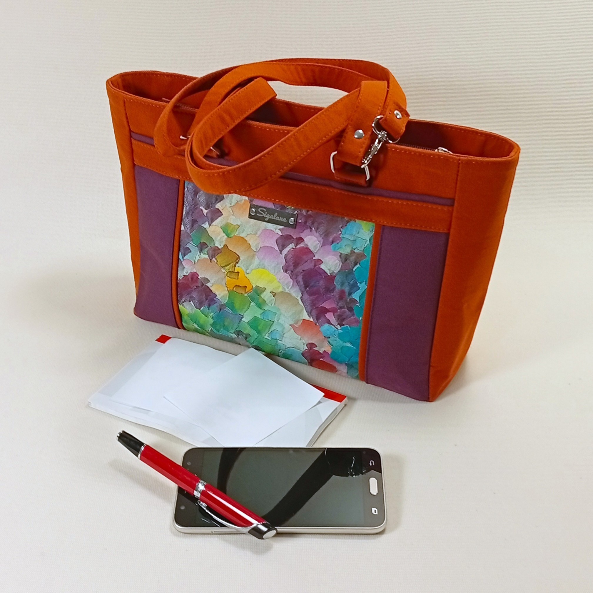 Sac Chloé (2 en 1) abstrait, violet et uni orange – Image 3