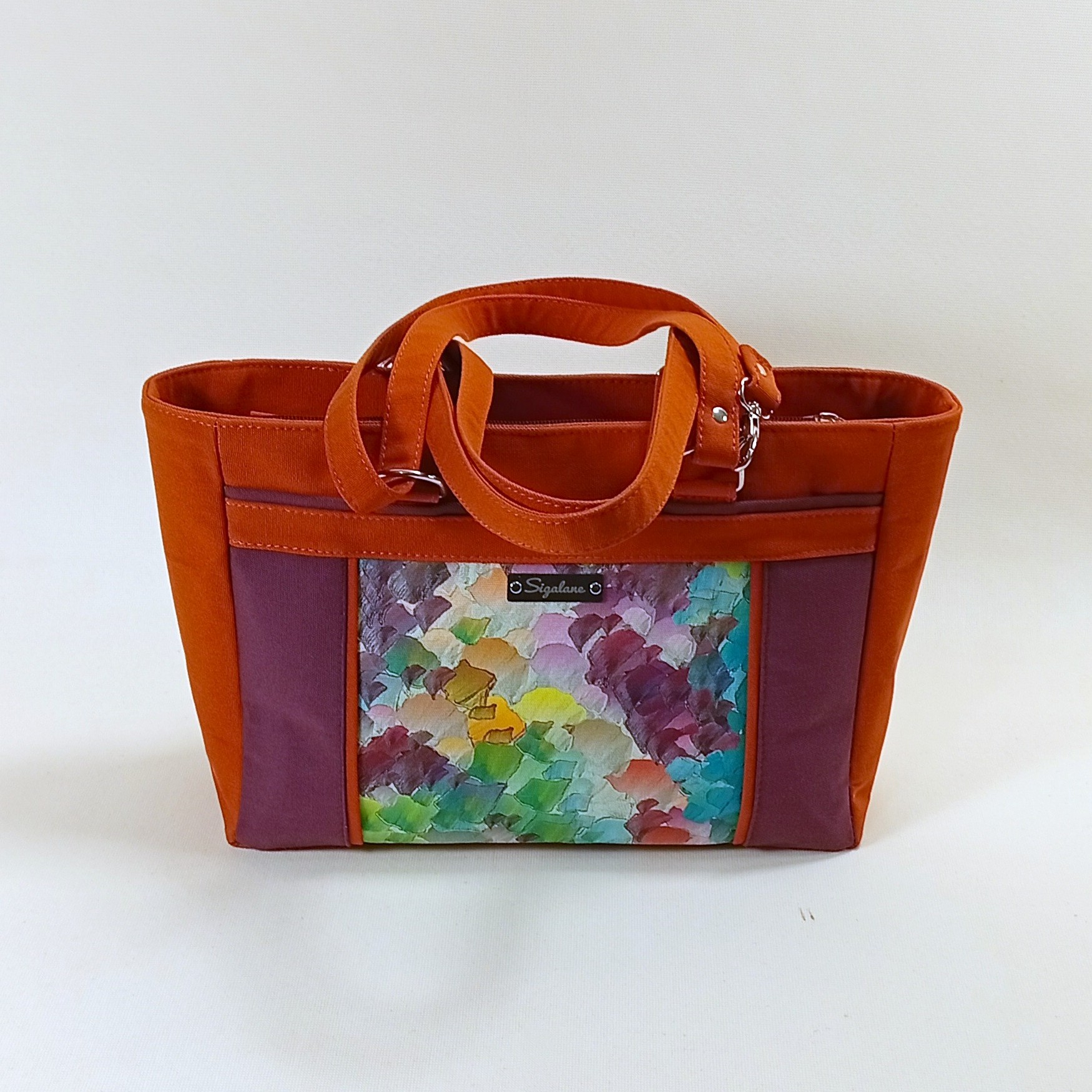 Sac Chloé (2 en 1) abstrait, violet et uni orange – Image 4