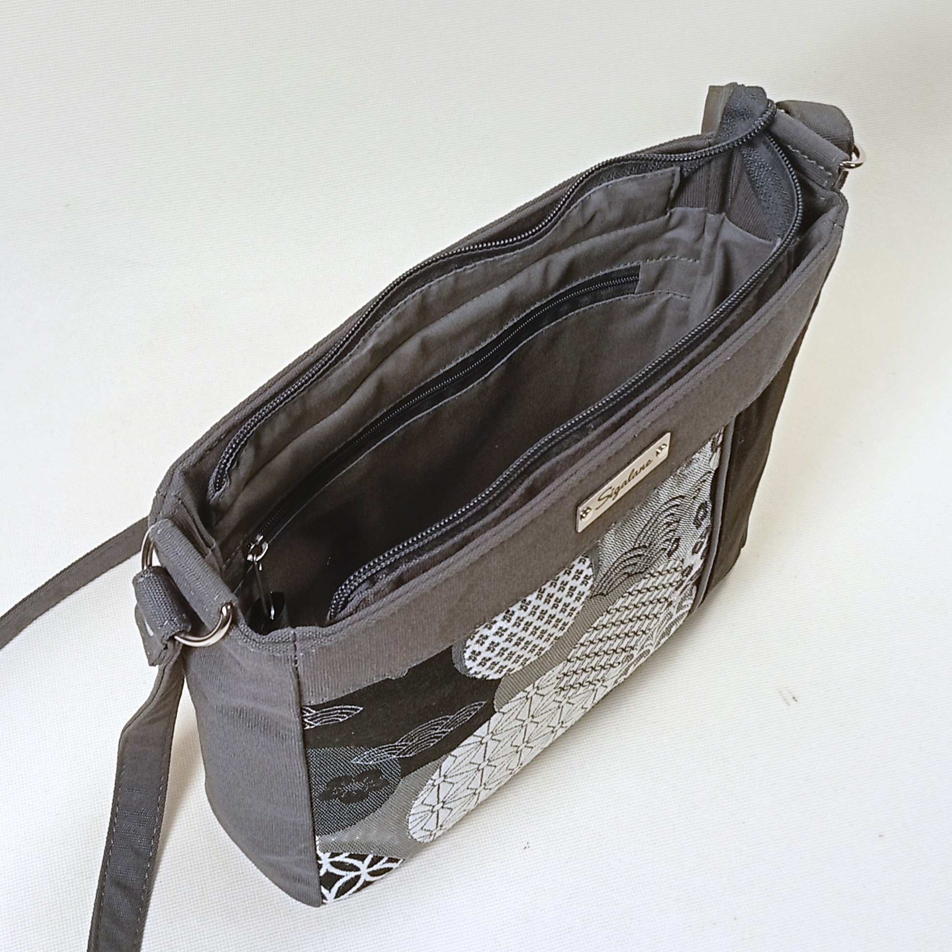 Sac "Dona" motifs japonais, noir et uni gris – Image 5